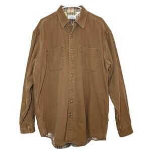L.L. Bean Men’s Vintage Flannel Lined Canvas Shirt/Jacket Brown Size Large Tall
